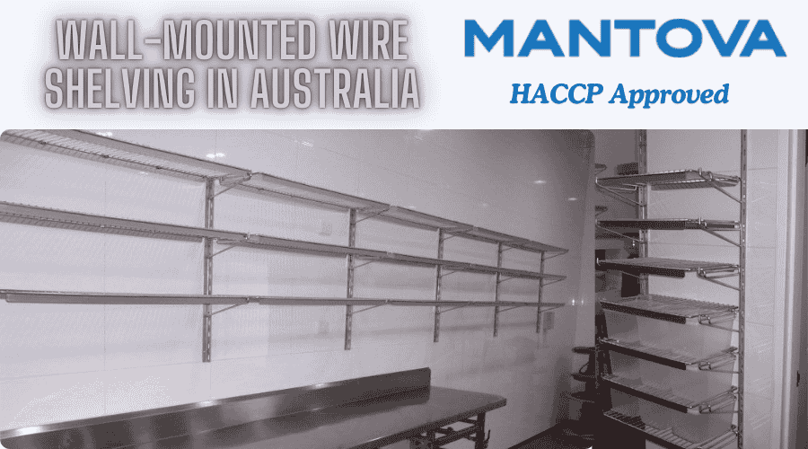 Wall mounted wire shelving system in Australia